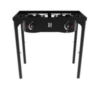 Réchaud à Gaz 2 Feux 9KW 4 pieds Bruleurs en fonte Modulable en 3 Hauteurs - Cuisine Extérieure 74.5 x 40 x H80cm Allumage Piezo