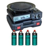 Réchaud gaz portable 2200W Allumage Piezo 4 Cartouches Plaque grill Mallette