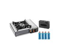 Réchaud à gaz 2200W INOX + 4 cartouches de gaz 190g KEMPER