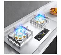 Réchaud À Gaz 75 Cm 2 Feux, Allumage Verre Trempé Camping Double Brûleur GPL/gaz Naturel, Disponible En Noir Et Argent (Color : Silver, Size : LPG)