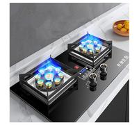 Réchaud À Gaz 75 Cm 2 Feux, Allumage Verre Trempé Camping Double Brûleur GPL/gaz Naturel, Disponible En Noir Et Argent (Color : Black, Size : NG)