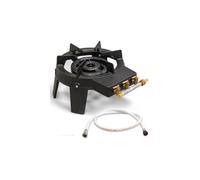 Rechaud à gaz 9,8 KW Fonte véritable 4 pieds 2 bruleurs + Tuyau gaz flexible 1.50m TRIGLAV