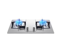 Réchaud à gaz à double brûleur, avec couvercle en cuivre élargi, poêle à sauté rapide, panneau en acier inoxydable, poêle à feu féroce de 5,2 kW, for camping familial(NG)