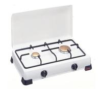 Ardes AR9S02PG Réchaud Zeus émaillé à gaz GPL 2 brûleurs avec couvercle et grille en plaque émaillée, pieds d'appui Blanc