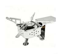 Réchaud à gaz butane portable compact 9 x 9 cm Design plié | Pliage peu encombrant, corps en acier inoxydable, résistant à la rouille, taille pliée de 9 x 9 cm, sac à dos facile à