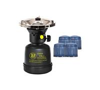 Réchaud à gaz Coque Acier + 4 cartouches 190g Allumage Auto & Sécurisé - Réchaud Camping Vanlife Flamme réglable Black COOK