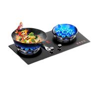 Réchaud À Gaz De Camping 73 Cm, 2 Brûleurs, 5 KW, Support De Casserole En Fonte Et Verre Trempé, Avec Protection Anti-extinction, Kit GPL/gaz Naturel(NG)