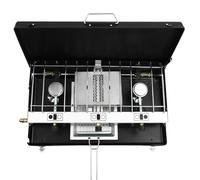 Réchaud à gaz de camping à 3 feux - 4,5 kW - Brûleur en acier inoxydable - Portable - Cuisiner au propane - Gaz butane