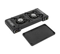 Réchaud à gaz de camping portable à 2 brûleurs avec plaque de cuisson pour l'extérieur et l'intérieur