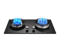 Réchaud à gaz double brûleur, système de cuisson convertible NG/GPL, verre trempé et table de cuisson en cuivre fondu, design de table avec protection contre les défaillances de flamme