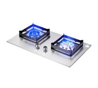 Réchaud À Gaz En Acier Inoxydable, 2 Brûleurs, 5,2 KW, 9 Cavités, Feu Élevé, Support De Casserole En Fonte, Réchaud Autoportant For Camping Et Extérieur(NG)