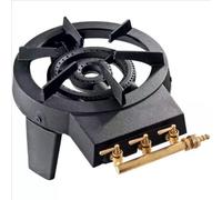 Réchaud à Gaz en Fonte Véritable 9kW Noir - 2 Brûleurs Puissants pour Grands Volumes - 3 Pieds Robustes, 3 Robinets en Laiton - Cuisson Extérieure Camping, Fête, Grosse Marmite, Alambic, Stérilisation