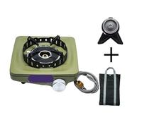 Réchaud à gaz infrarouge de camping, réchaud cassette fendu portable d'extérieur, combustible butane, coupe-vent for pique-nique, barbecue, thé(Green set)