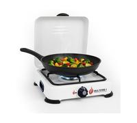 Réchaud à gaz portable 1 feu 1500W Blanc Brûleur fonte amovible Gaz butane/propane Cuisson d'appoint Exterieure Camping GOLD