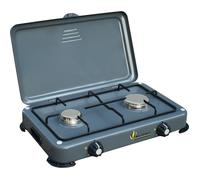 Réchaud à gaz portable 2 feux 3200W Brûleurs Inox - Plaque de cuisson gaz Butane ou Propane Design Gris INTEC