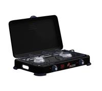 Réchaud à gaz portable 2 feux 3200W Brûleurs Inox - Plaque de cuisson gaz Butane ou Propane Design Noir INTEC