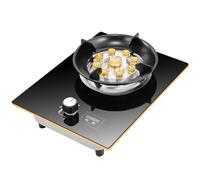Réchaud À Gaz Portable De 33 Cm, 5,2 KW, 9 Cavités, Feu Élevé, Minuterie De 60 Minutes, Support De Casserole En Fonte De Verre Trempé Noir Avec Protection Anti-extinction(NG)