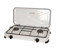 Réchaud à gaz - RIBILAND - PRF350 - 2 feux - 4,4 kW - Blanc avec couvercle rabattable