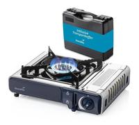 Réchaud à gaz Skandika Brann 1 feu - camping barbecue robuste - Acier - Réglable - Allumage Piezo - Mallette en plastique