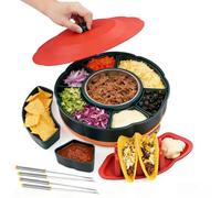 Réchaud À Plateau Rotatif de 20 Oz, Kit Rotatif À 360° avec 6 Plateaux Amovibles Parfaits Et 4 Supports À Tacos, for Burritos, Nachos, Fajitas Et Cadeau de Pendaison de Crémaillère