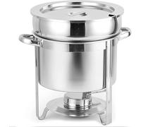 Réchaud à soupe en acier inoxydable avec casserole à eau, cadre, support de carburant et couvercle pour événements, capacité de 7 l