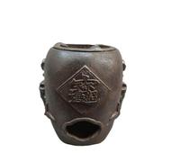 Réchaud à thé en Fonte avec Poisson Porte-Bonheur et Symbole « Fu », Chauffe-Charbon Traditionnel, Objet de d'art Populaire rétro for la décoration intérieure.