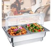Réchaud Alimentaire, Réchaud en Acier Inoxydable, Serveur De Buffet Commercial 9l avec Plateau Chauffant pour Buffet De Mariage Ou De Fête, 1/2 Size Food PAN
