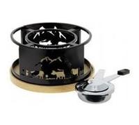 Table&cook Réchaud à fondue Ø21 cm Plateau bois Vache Noir