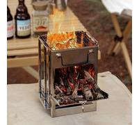 Réchaud De Barbecue Pliant En Acier Inoxydable, Mini Fourneau Portable De Type Carte, Poêle À Bois De Chauffage, Camping, Gril De Jardin, Fournitures D'extérieur