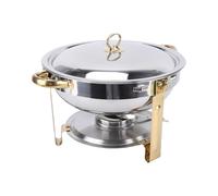 Réchaud de Buffet, 4,76 QT Rond doré, Ensemble de Buffet en Acier Inoxydable, Chauffe-Serveur, Conception empilable pour la Restauration, Les événements, Les fêtes, Les dîners,