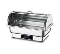 Réchaud de Buffet en Acier Inoxydable, réchaud électrique Buffy, réglage Tactile de la température, réchaud à casseroles isolé pour hôtels et Restaurants (argenté, Double Compartiment) (arge