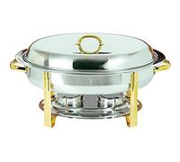 Réchaud de Buffet Ovale en Acier Inoxydable de 6 L, réchaud de Buffet, Plateau de réchaud, pour Mariages et banquets (doré)