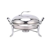 Réchaud de buffet rond en acier inoxydable, chauffe-plats à plaque chauffante, récipient chauffant à double pot, for hôtels, cafés, restaurants, fêtes(Silver,18cm)