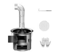 Réchaud De Camping À Bois, Four À Bois Chaud Pour Tente, Portable Poêle À De Camping Avec Grille Et Gants, Pour Camping, Chauffage, Cuisine, Pêche(Ø30cmWith chimney)