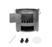 Réchaud De Camping À Bois, Four À Bois Chaud Pour Tente, Portable Poêle À De Camping Avec Grille Et Gants, Pour Camping, Chauffage, Cuisine, Pêche(Ø26cm)