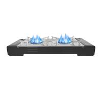 Réchaud de camping à gaz portable 2 feux au butane avec plaque de cuisson, 2100-2500 W, cuisinière à gaz avec valise, pour l'extérieur et l'intérieur
