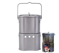 Réchaud de camping avec casserole, réchaud à sac à dos, poêle à bois en titane pour cuisiner, cuisinière avec poignée de transport, léger, pour les sports de plein air