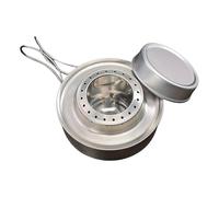 Réchaud de camping compact Cooker en acier inoxydable 120 ml avec couvercle et poignée pliable pour ébullition en plein air, café de camping et cuisine, ustensiles de cuisine de poêle de