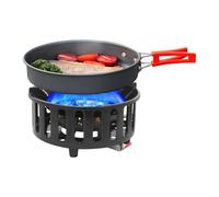 Réchaud de camping coupe-vent avec adaptateur, réchaud à gaz avec allumage piézoélectrique, réchaud à gaz portable, 7 têtes de brûleur, pour extérieur, pique-nique, trekking, randonnée, 23,5 x 23,5 x