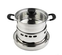 Réchaud de camping d'intérieur en acier inoxydable pour cuiseur à spiritueux, brûleur d'alcool solide, portable, 18 cm de diamètre, fête, dîner, utilisation en plein air (18 cm)