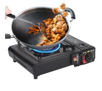 Réchaud de camping Petit poêle portable pour camping Équipement de camping Brûleur individuel pliable avec allumage Piezo Cuisine anti-vent Accessoires de voyage