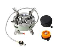 Réchaud de camping pliable 5 flammes réglables avec tête de conversion,vert | Cuisinière Portable avec allumage électronique & tuyau prolongé de sécurité,Poêle à gaz pour randonnée pique-nique et pêche