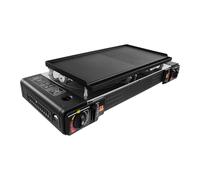 Réchaud de camping portable, 2 brûleurs, barbecue de table avec poêle à griller pour l'extérieur, le camping, le jardin à gaz