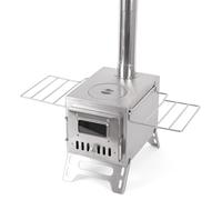 Réchaud de camping portable à bois, mini réchaud de camping compact et pliable en acier inoxydable, multi-combustibles avec sac de rangement, idéal pour la randonnée, les voyages et la cuisi