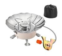 Réchaud de camping portable | Cuisinière de camping,Brûleur à cassette en acier inoxydable de protection de fleur réglable pliable avec allumage piézo coupe-vent pour les sorties à la plage et