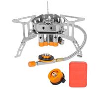 Réchaud de Camping, Réchaud de Randonnée avec Allumage Piezo et Adaptateurs pour Bouteilles, Brûleur Pliable avec Flamme Réglable pour Randonnée Montagne Pique-Nique Beach Grill Extérieur