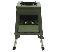 Réchaud de tente - Poêle à fusée d'extérieur avec tige allumée - Poêle à bois portable pour camping - Mini poêle à bois pour cuisiner et chauffer - Avec 16 aérations - Vert