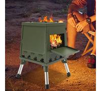 Réchaud de Tente Portable à Bois pour Camping - Mini Poêle pour Cuisiner et Chauffer Avec 16 Aérations