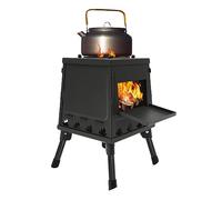 Réchaud de tente, réchaud à bois, portable, multi-usage, poêle de camping, poêle de terrasse, poêle de camping avec 16 aérations, cheminée d'extérieur avec sac de transport et gants, poêle de jardin