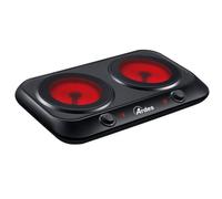 ARDES - AR1F402 Double plaque électrique en vitrocéramique 5 niveaux de puissance Compatible avec toutes les casseroles Cuisinière électrique portable de camping, Noir